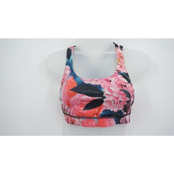 Lululemon Energy Bra Secret Garden Pink Black Floral Size 4 - Picture 2 of 7
